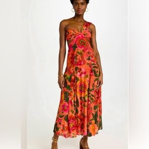 NEW Farm Rio Blooming Garden One Shoulder Maxi Dress